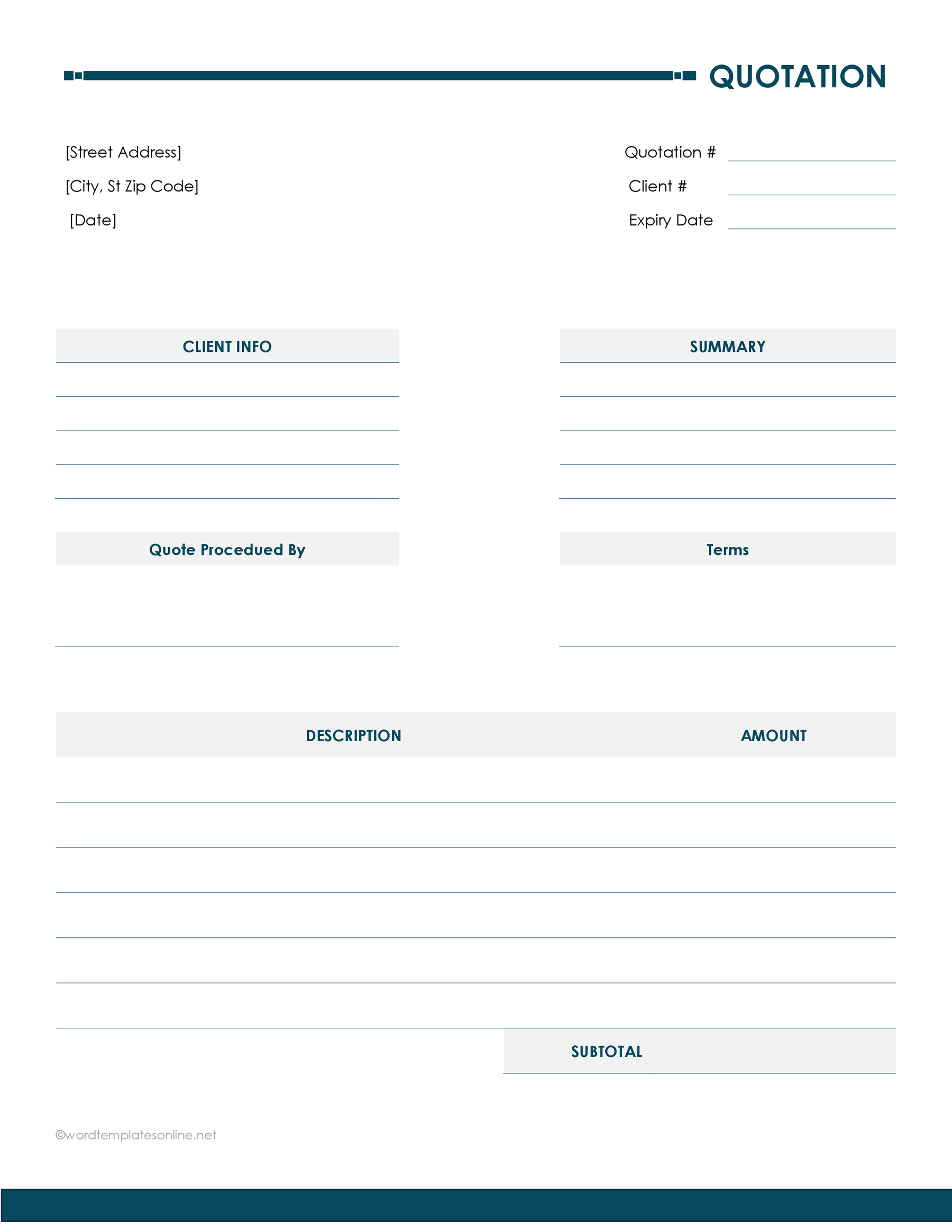 Printable Quotation Template 08 for Word File