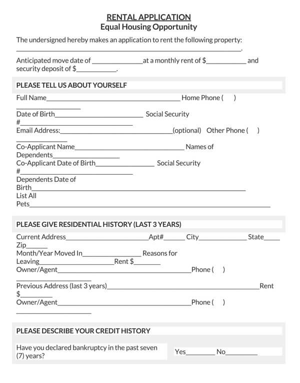 User-Friendly Rental Application Forms - Word Template