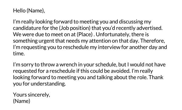 Reschedule Interview Email Sample: Free Template for Inspiration