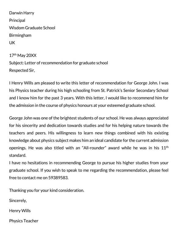 Student recommendation letter sample (Word document)