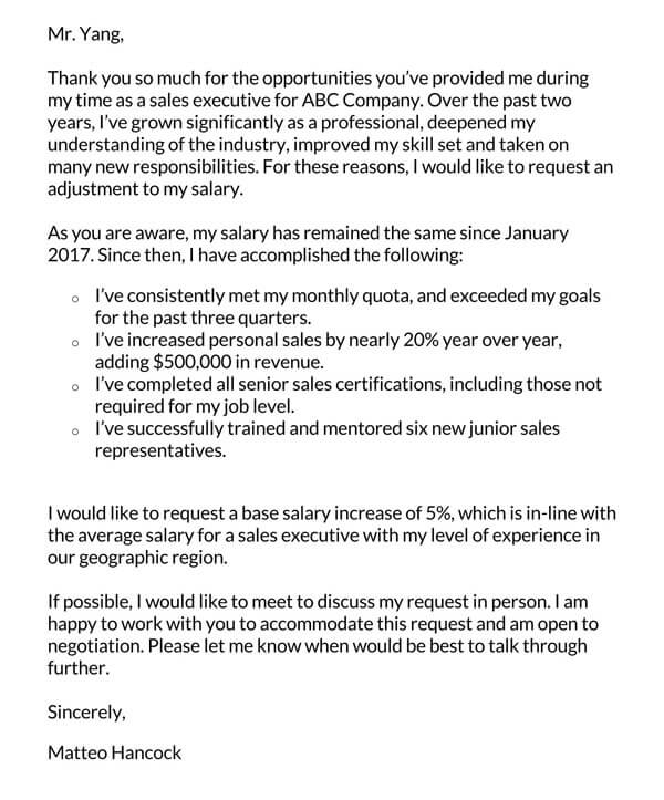 Professional Salary Increase Letter Format