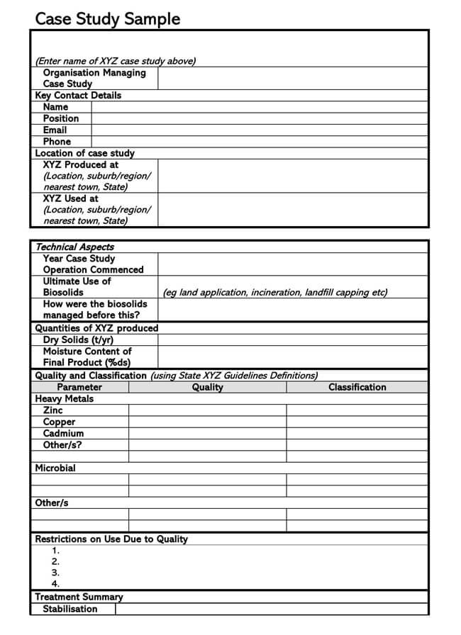 Editable Case Study Form