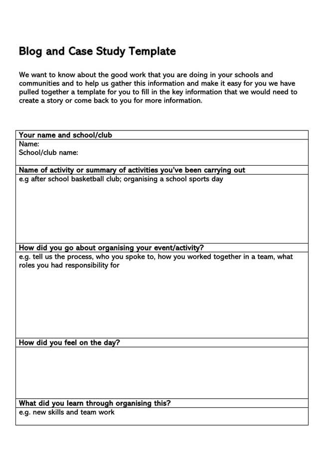 Printable Case Study Form