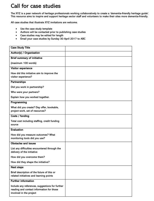 Printable Case Study Worksheet