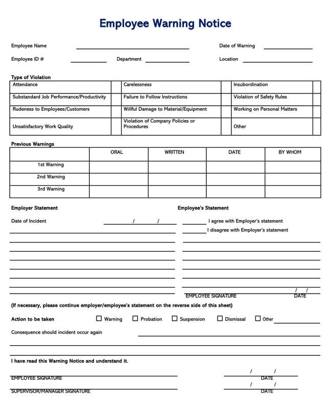 Downloadable Employee Warning Notice Format with Free Template 04