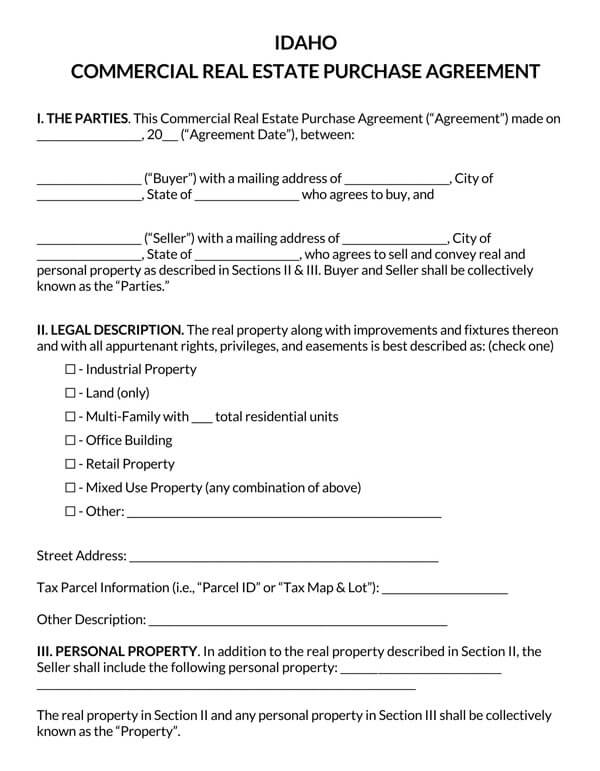 Idaho-Commercial-Real-Estate-Purchase-Agreement_