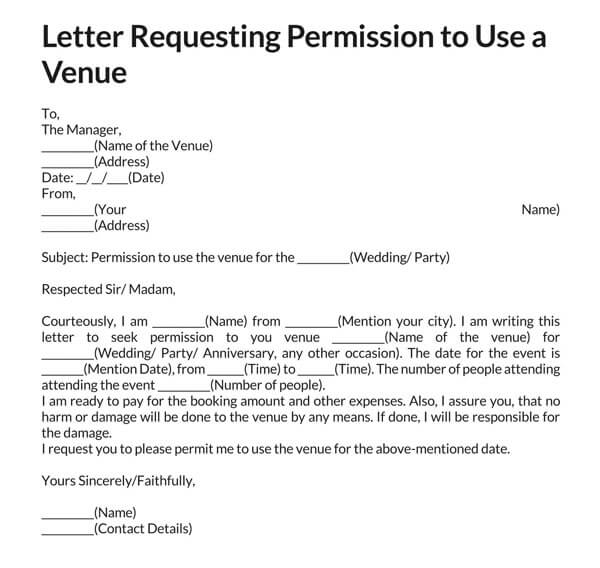 Free permission letter for event sample