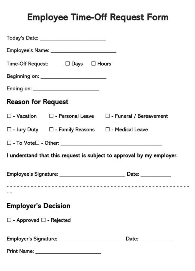 Letter of Intent for Time Off Request