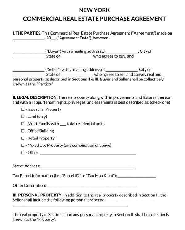 New York Commercial Real Estate Purchase Agreement