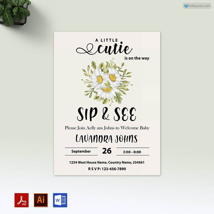 Free Printable Sip and See Party Invitation - Word Format 15