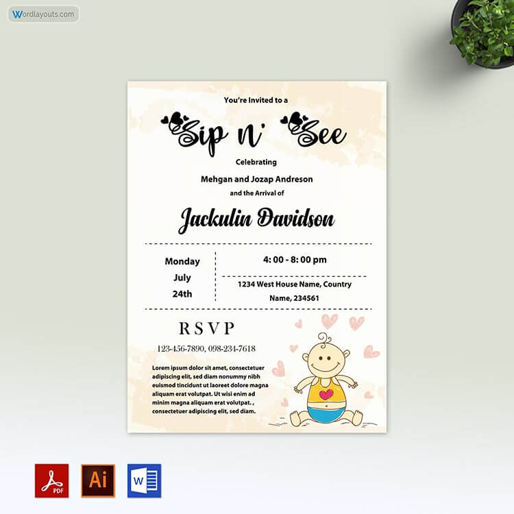 Sip and See Party Invitation - Editable PDF Template 16