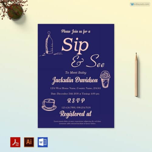 Free Sip and See Invitation Template