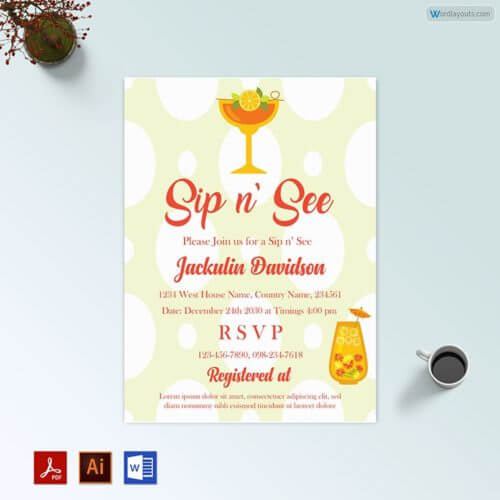 Editable Sip and See Party Invitation 