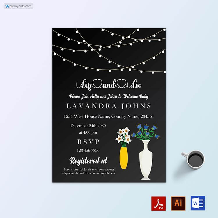 Editable Sip and See Party Invitation - Adobe Illustrator Template 10