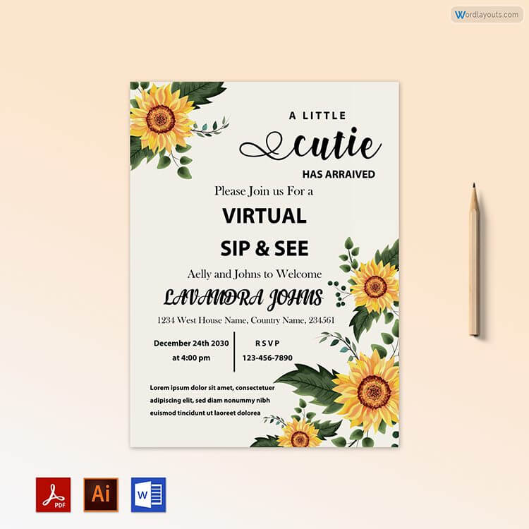 Editable Sip and See Party Invitation - PDF Template 14
