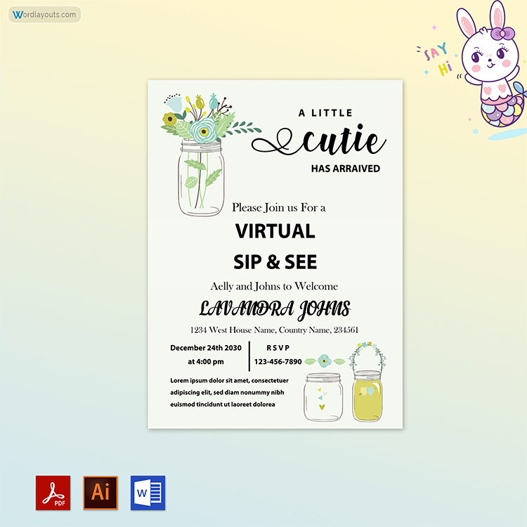 Sip and See Party Invitation Template - Editable PDF Format 20