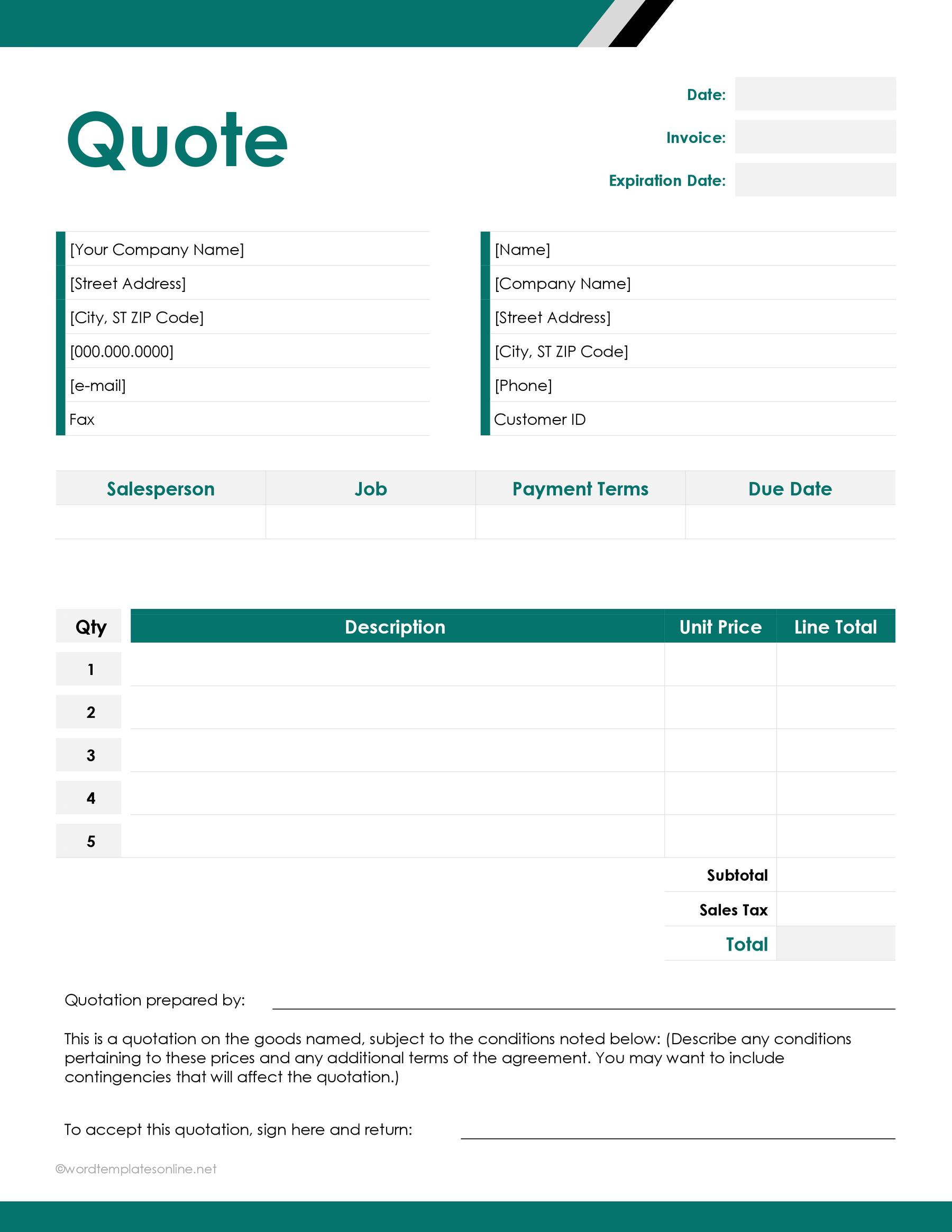 Quote Form Template Quotation Format Quote Template E - vrogue.co