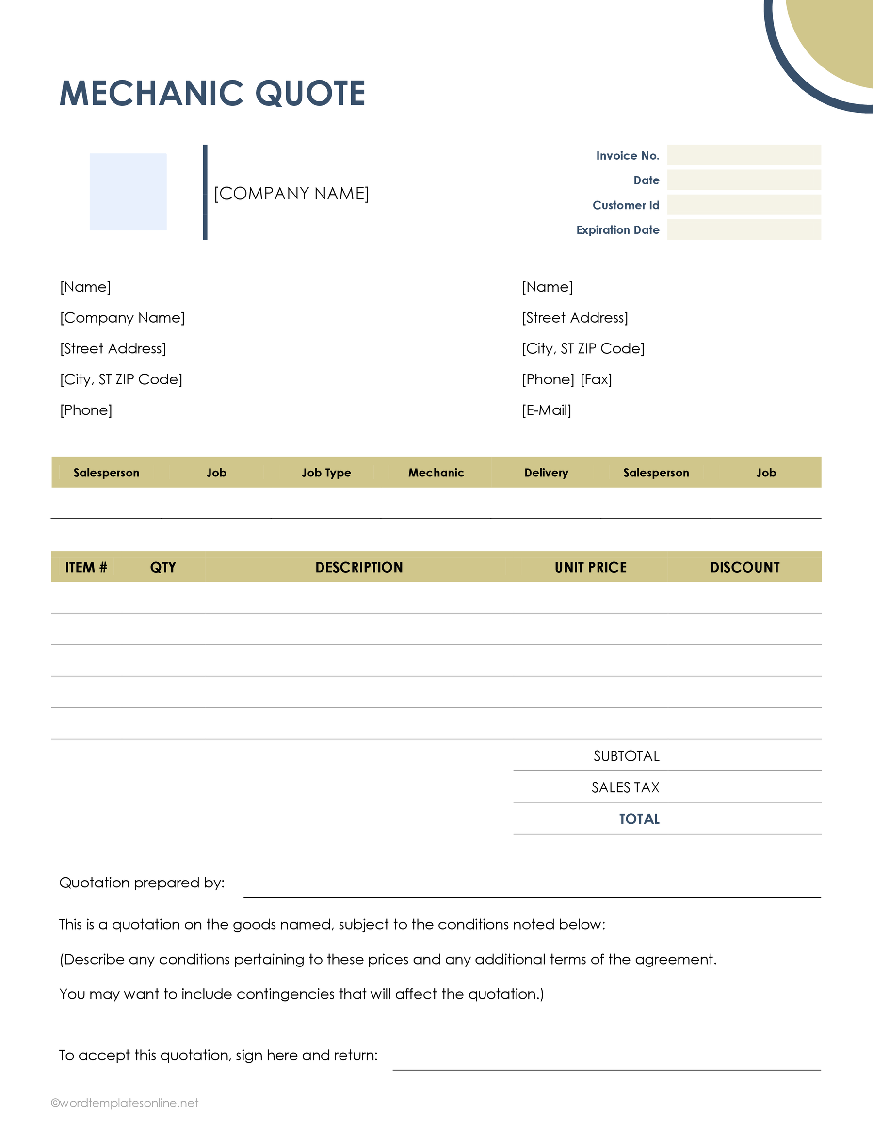 Printable Quotation Template 02 for Word File