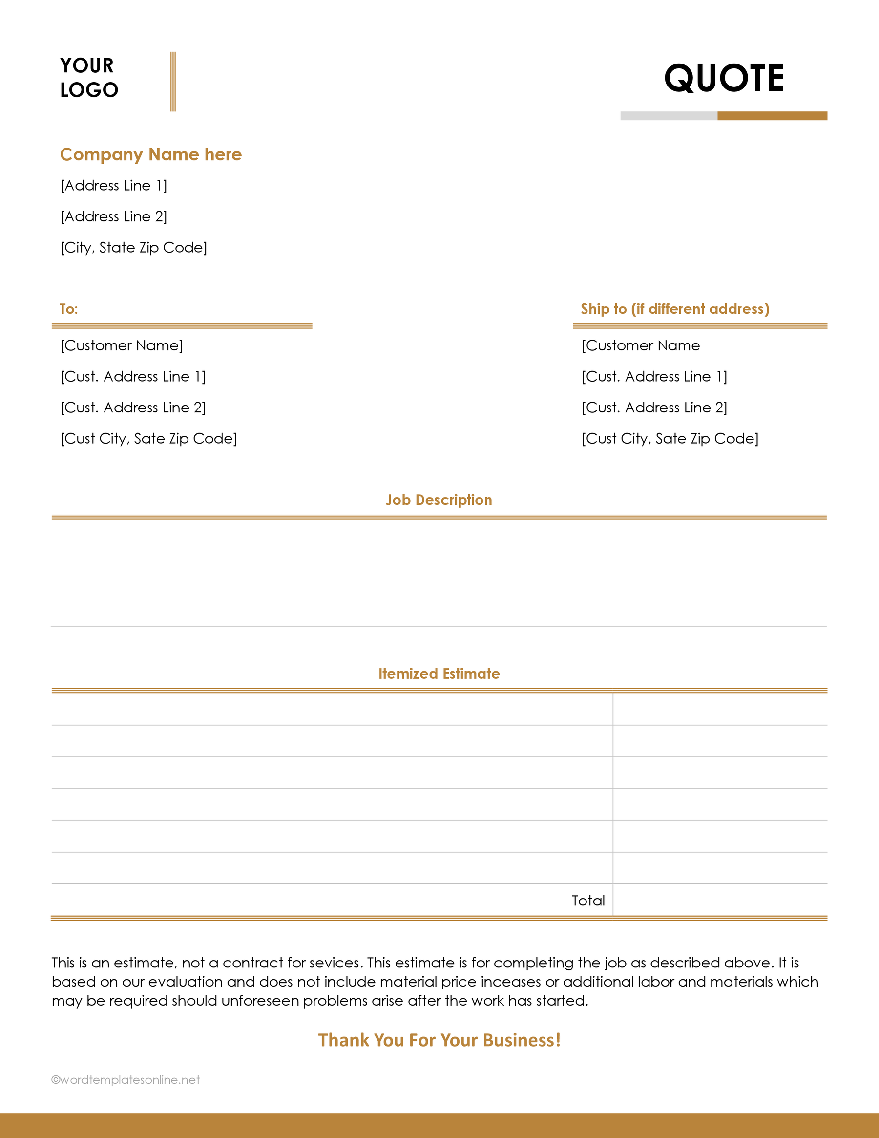 Free printable quote template in ms word