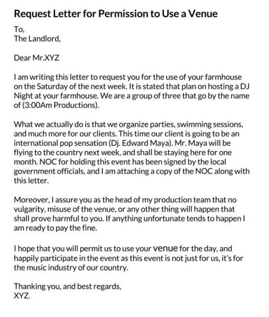 application letter to host an event
