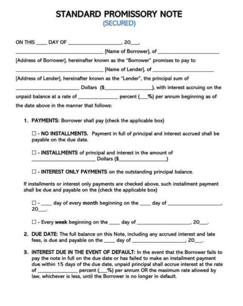 Free Promissory Note Templates (Types) Word PDF