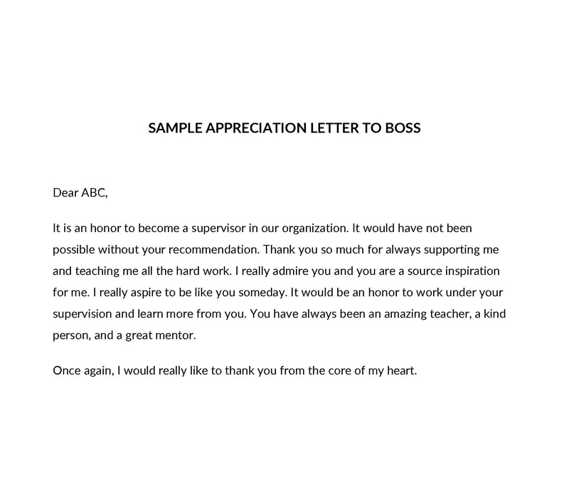 Appreciation Letter to Boss - Free Template