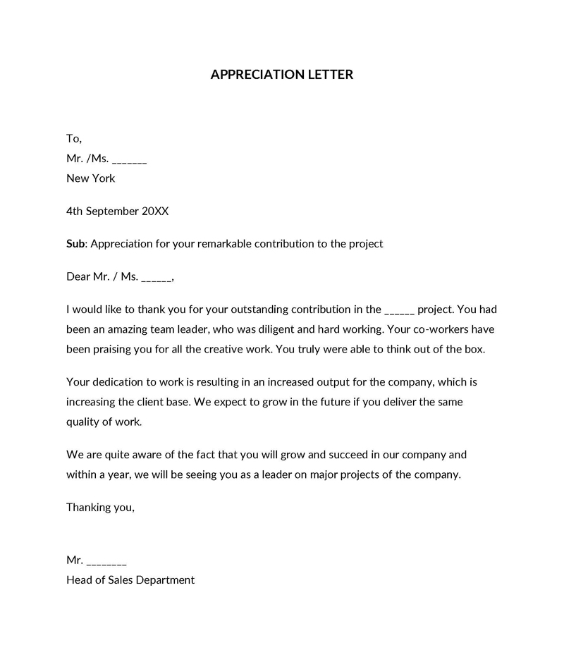 Professional Appreciation Letter Sample - PDF Download