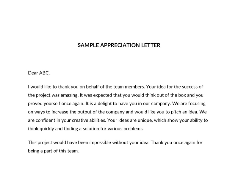 Appreciation Letter Sample - Free Printable