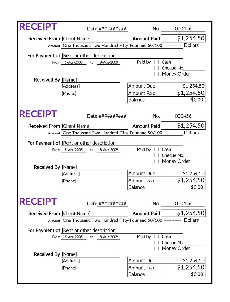 Free Editable Rent Receipt Template 08