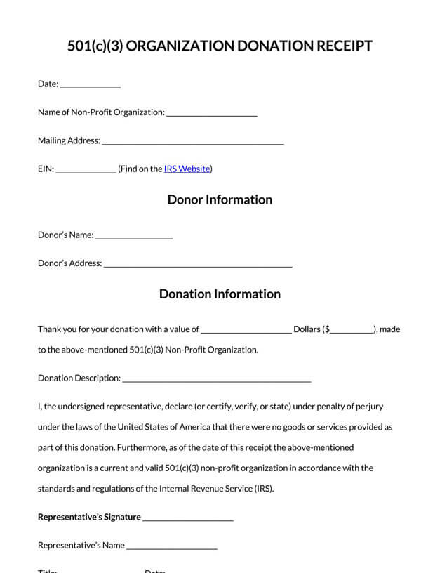 Donation Receipt Template Sample