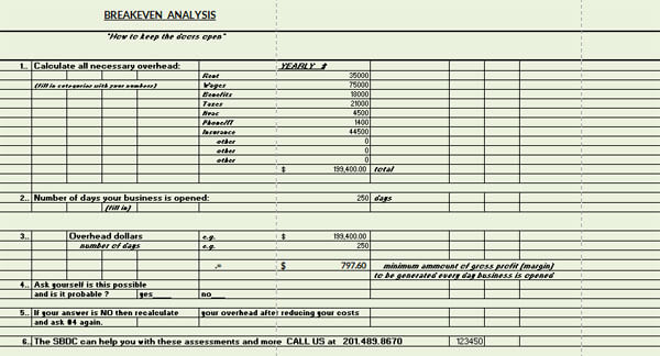 Free Customizable Break Even Calculation Template 02 as Excel Sheet