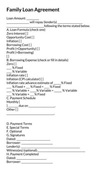 Image 2 for Family Loan Agreement Template Free
