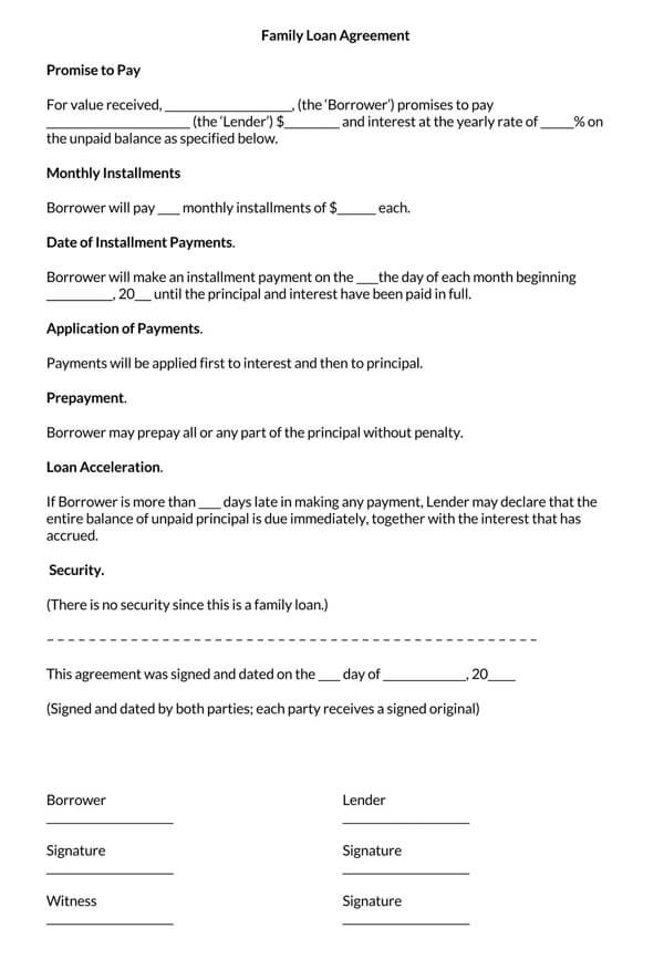 Family-Loan-Agreement-Word Template 01