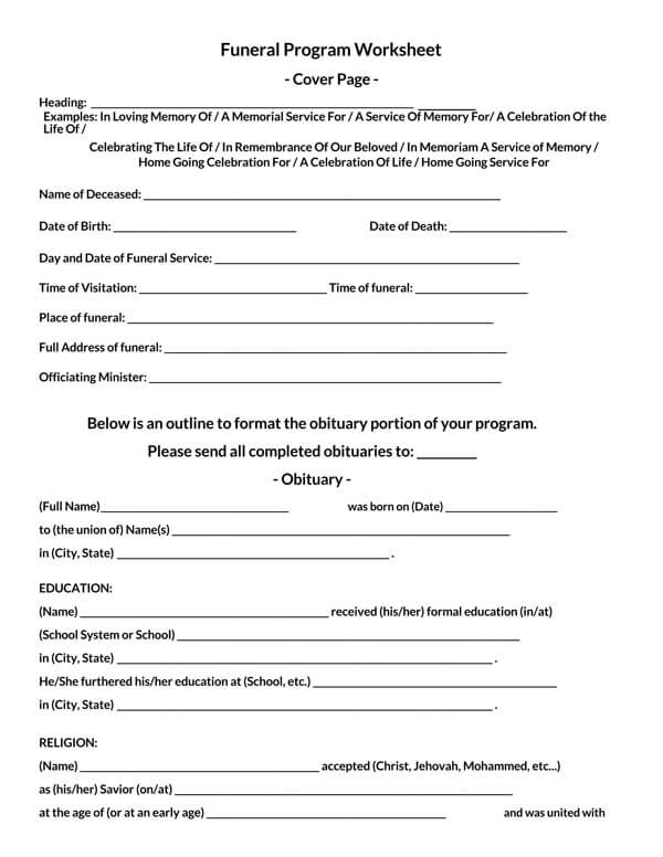 Free Funeral Program Template in Word Format: Editable and Printable