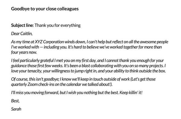 Editable Farewell Letter Template - Goodbye to Colleagues