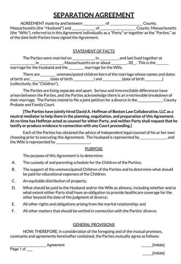 Free Marriage Separation Agreement 01 in Docs
