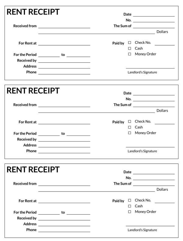 Example Rent Receipt Template