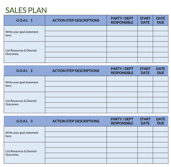 Great Printable General Sales Plan Sample 01 for Word Document