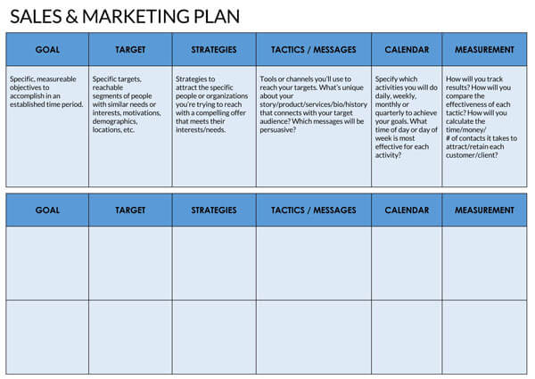 Free Downloadable Sales and Marketing Plan Sample 01 for Word File
