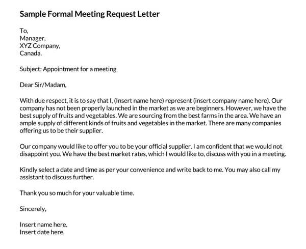Meeting appointment request letter template for free 17