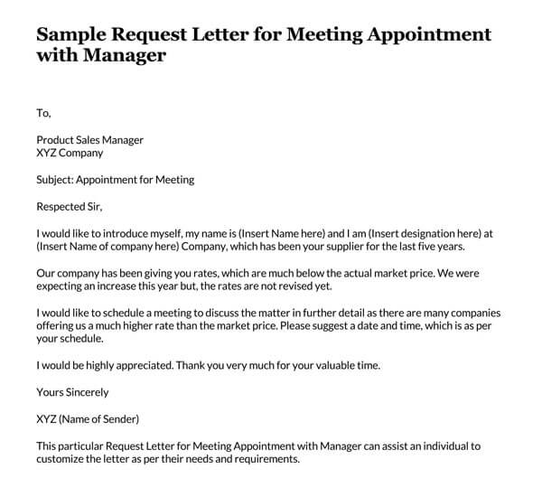 Meeting appointment request letter format in Word 21