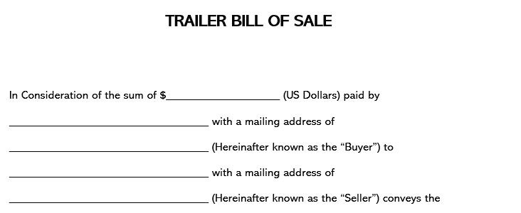 Trailer Bill of Sale Part 1