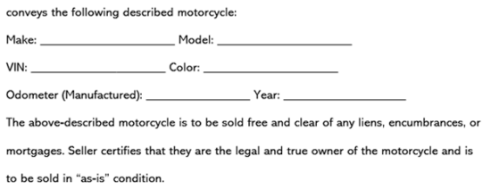 Motorcycle Bill of Sale Part 2