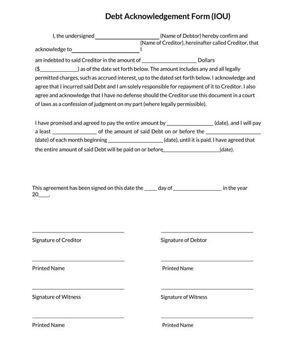 Free IOU template in PDF format