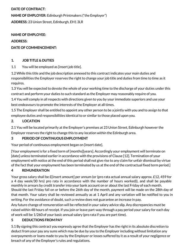 Example Employment Agreement Word Document