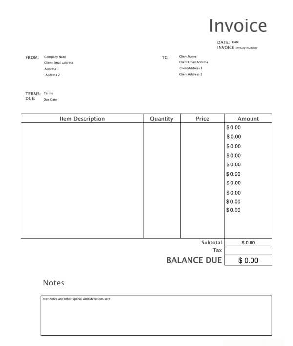 Sample Invoice Templates for Business 01