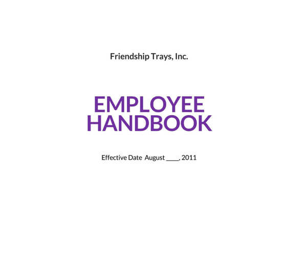 Free Comprehensive Friendship Trays Employee Handbook Example for Word Format