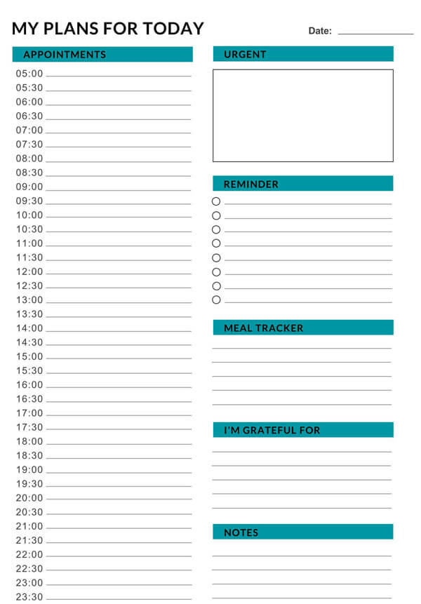 Professional Editable Today's Plan Template 01 for Word File