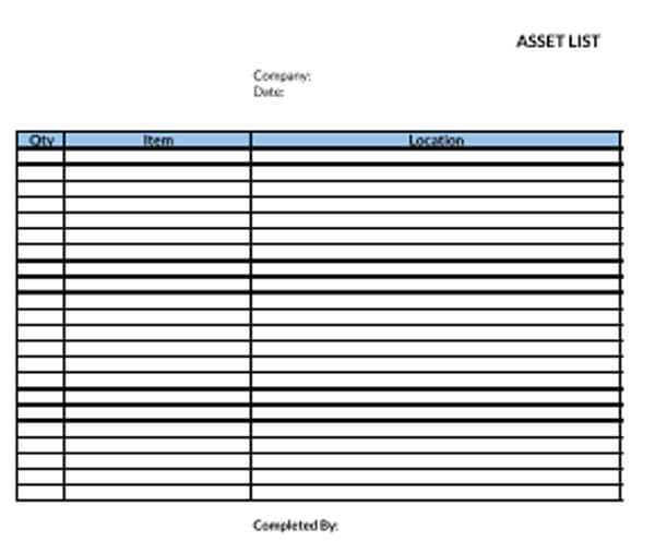 Excel Asset List Template - Free Download