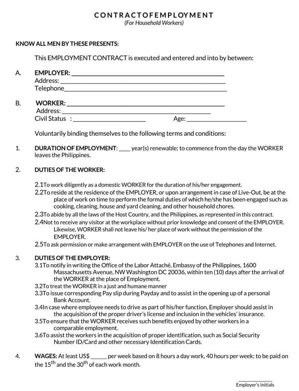 PDF Employment Agreement Template Sample